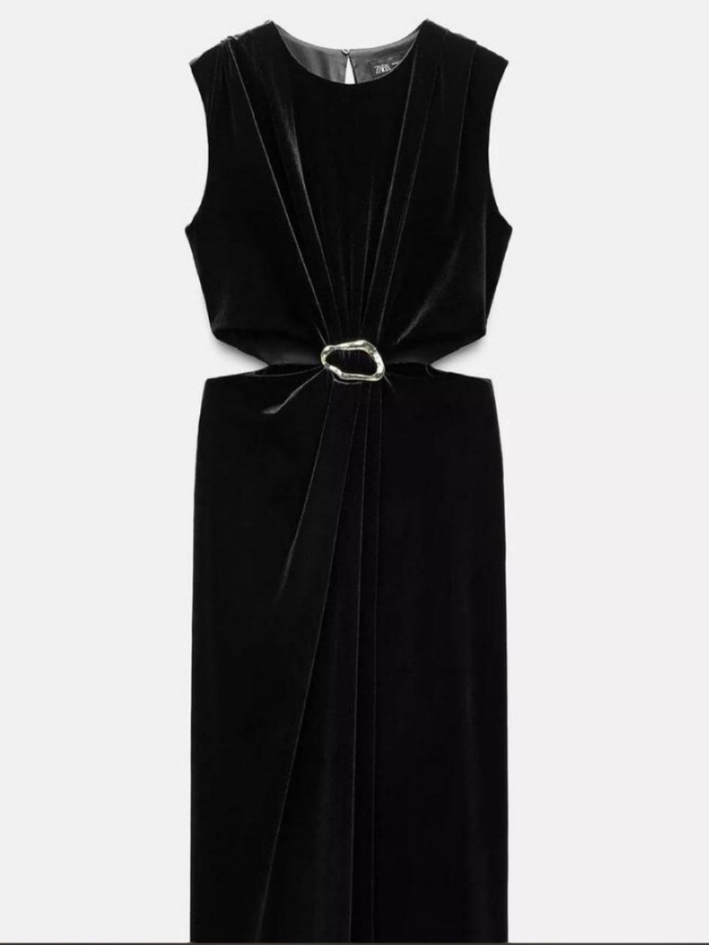 Zara Buckled Velvet Midi Dress - L